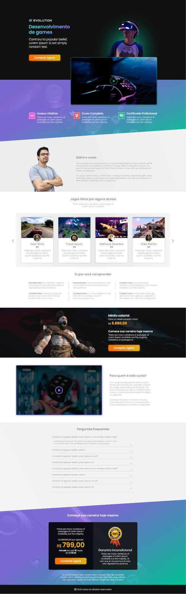 criação de sites - landing page para curso de games