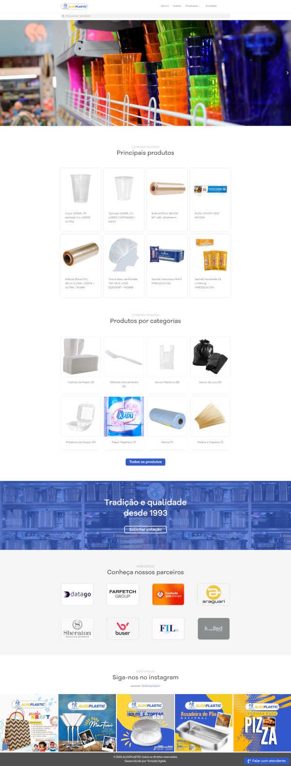 criação de sites - site catalogo para empresa de embalagens