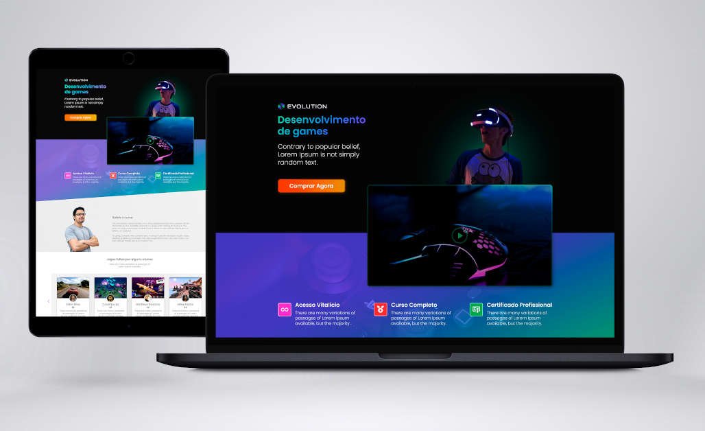 criação de sites - landing page para criação de games